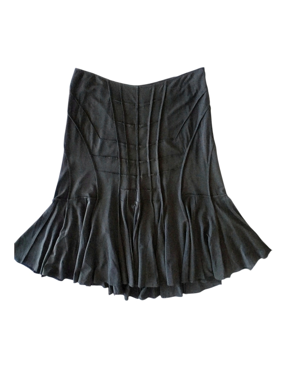 Lafayette 148 New York Trumpet Flare Stretch Knit Pintuck Skirt Sz 8 Black
